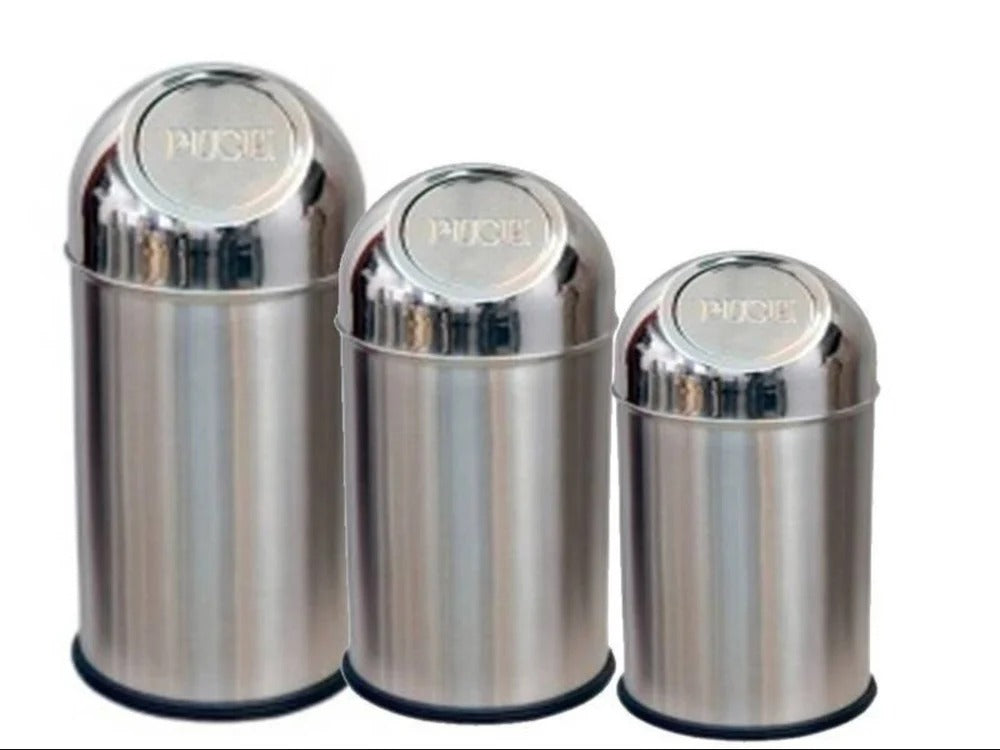 Stainless Steel Push Top Bin small 8" x 16", For Office, Capacity: 10 L